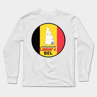 laser class sailboat on flag Belgium Long Sleeve T-Shirt